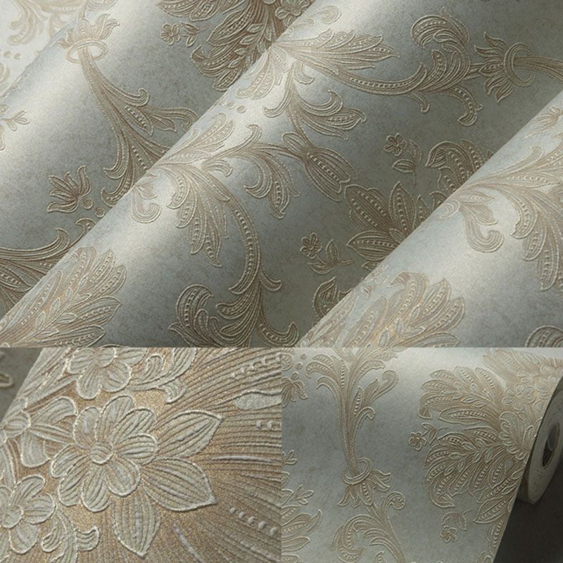 Living Room Wallpaper Roll with Neutral Color Damask Design, 33'L x 20.5"W, Non-Pasted