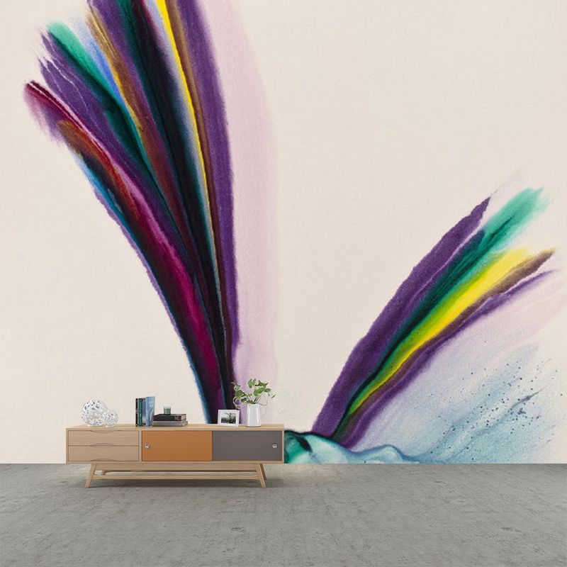 Minimalistic Feather Wall Mural Decal Purple-Pink Bedroom Wall Art, Custom Size Available