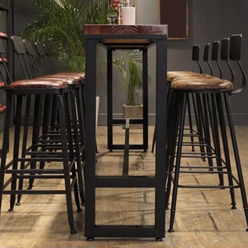 Contemporary Rectangle Bar Table Solid Wood Bar Dining Table with Trestle Base