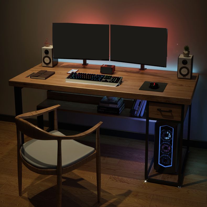 Contemporary Rectangular Computer Desk Home Solid Wood Office Desk with Legs