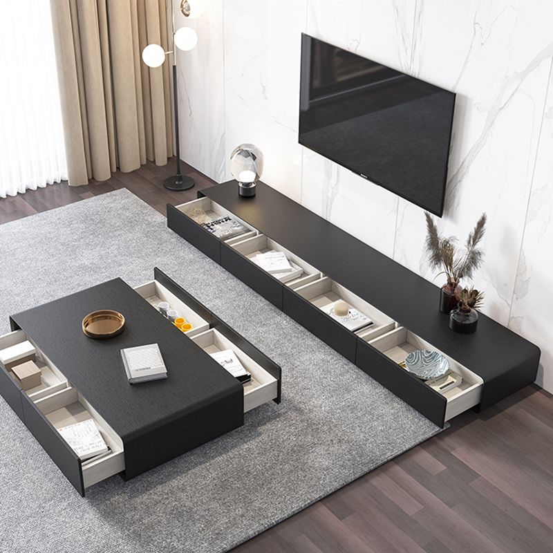 Wooden Enclosed Storage TV Stand Industrial Home TV Cabinet with Drawers