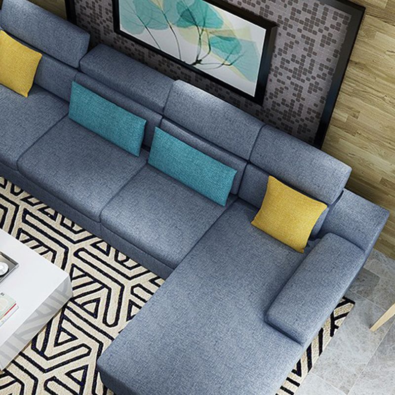37.40" Tall Modern Linen Sectional Pillow Top Arm Sectional with Adjustable Headrest
