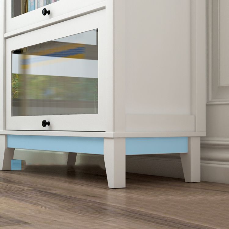 White Manufactured Wood Standard Bookcase Modern Bookshelf with Glass Doors