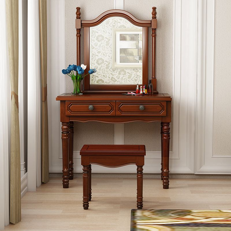 2-Drawers Mirror Table Dressing Table Victorian Solid Wood Make-up Vanity