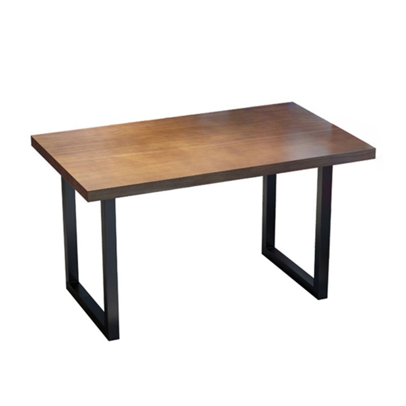 Table à manger industrielle en bois massif table de rectangle marron avec base de traîneau pour salle à manger
