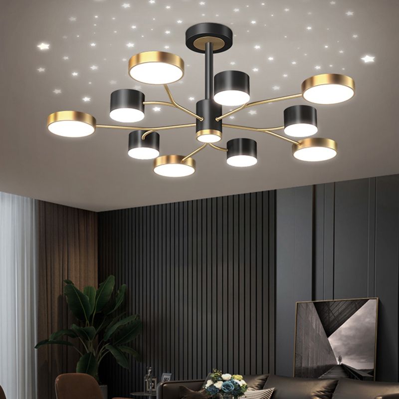 Araña contemporánea de metal redondeo de metal lámparas colgantes para dormitorio de sala de estar