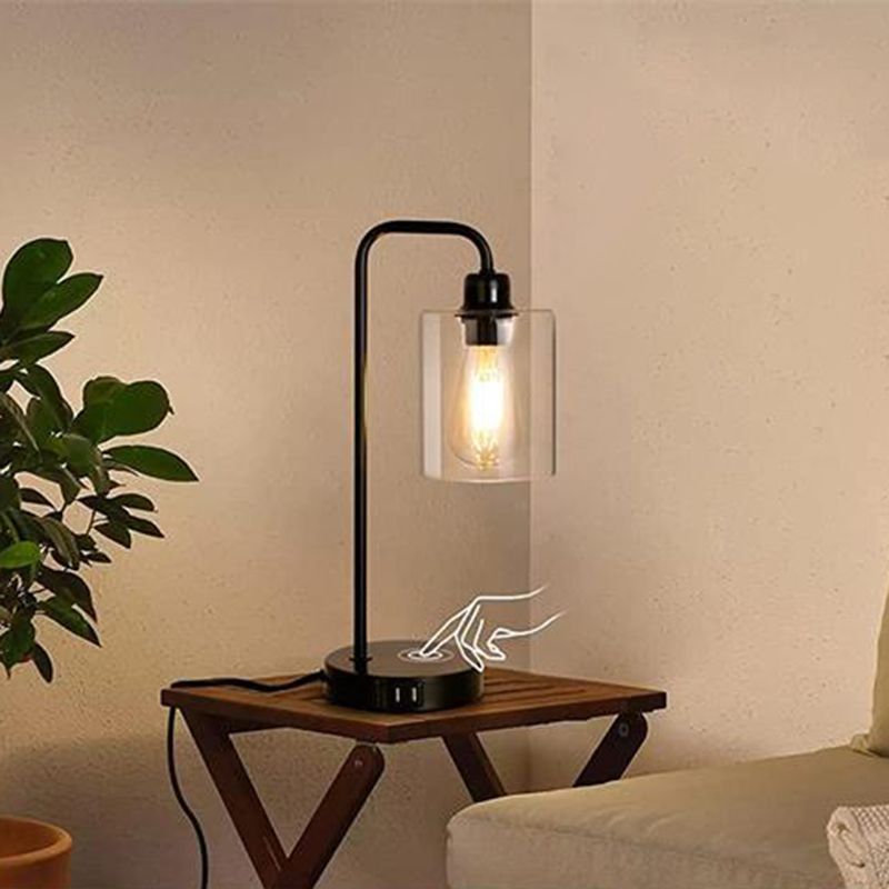 Industriële trommeltafel lichtglas 1 lichte tafellamp