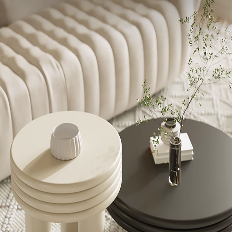 Contemporary Simple 3 Legs Coffee Table Round Wood Cocktail Table Set