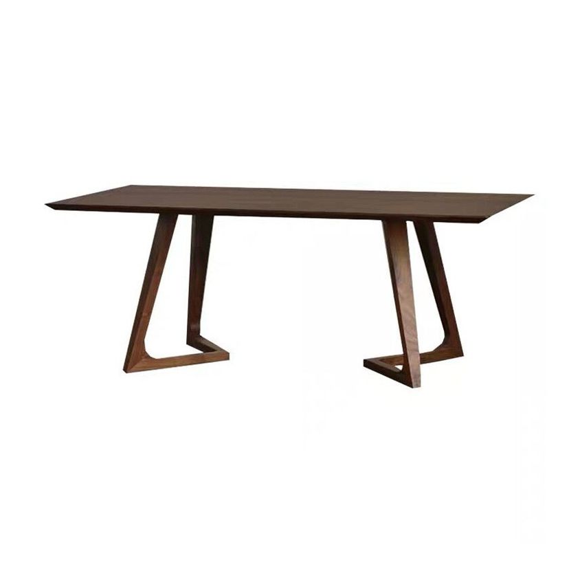 Modern Style Solid Wood Dining Set with Rectangle Shape Table and Double Pedestal Base for Home Use