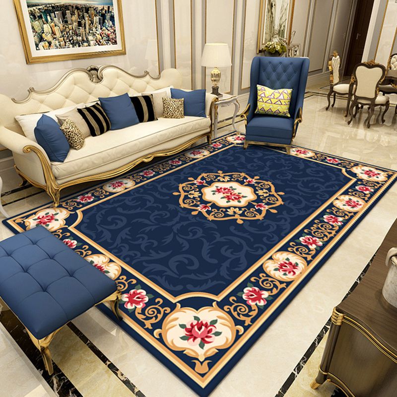 Tapis traditionnel multicolore Polyester Carpet Fleur Imprimé tapis intérieur Détente sans glissement pour le salon
