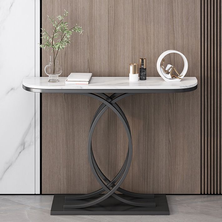 Glam Half Moon Console Table Iron Console Sofa Table for Hall