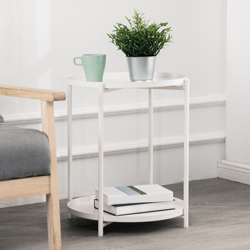 Tray Top Cross Legs End Table Contemporary Round Side End Table