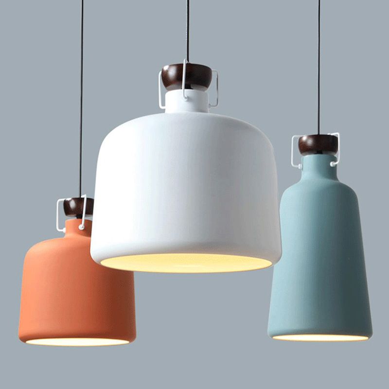 Macaroon Style Metal Pendant Light Creative Kettle Shaped Simplicity Lighting Fixture