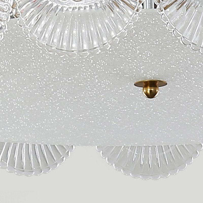 Modern Semi Flush Mount Light Glass Light Fixture in Brass for Living Room