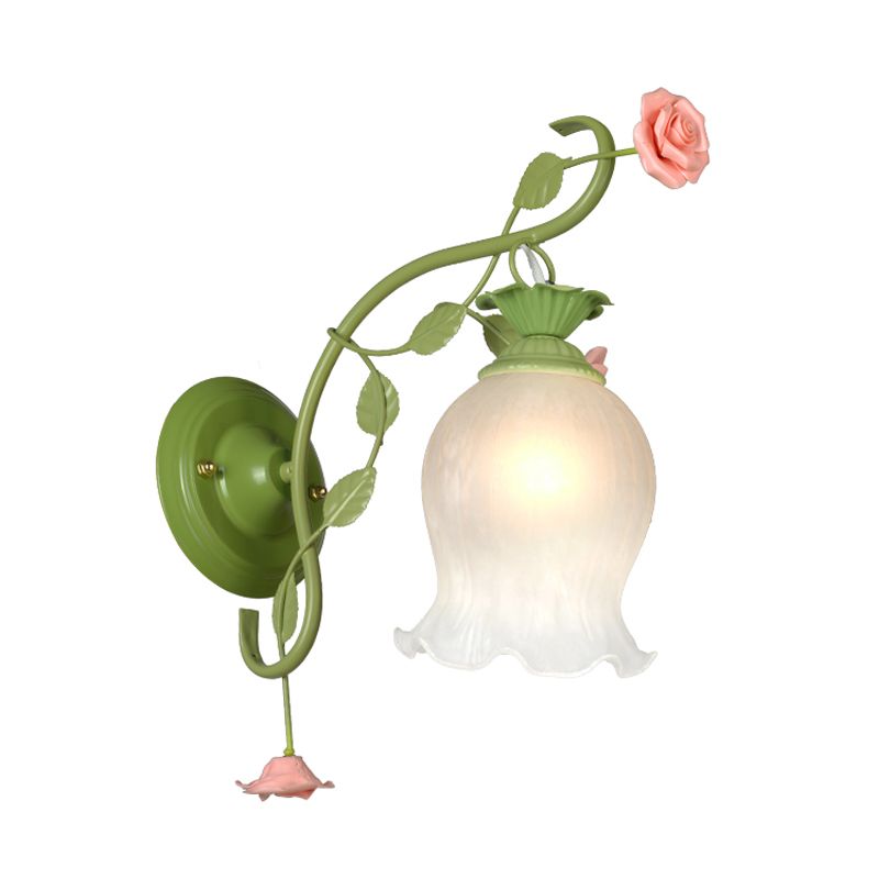 Luz de pared de la habitación de la vieira Campo de matrimonio Opal Glass White White 1 Head Green Wall Lighting Fixture