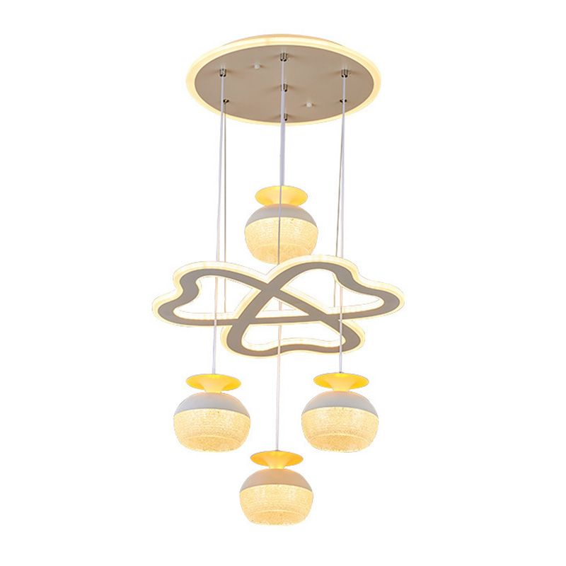 Modern 5-licht hanglamp Licht armatuur Wit wijnglas en klaver multi-plafondlicht met acrylschaduw