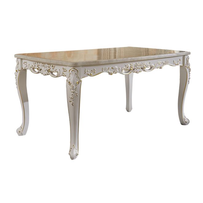 Vitoria White Marble Dining Table Rectangle Dining Table for Kitchen