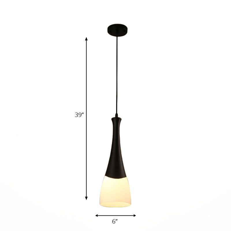 Conola lampada a sospensione in vetro latteo con ascensore lampada sospesa nera con baldacchino rotondo/lineare