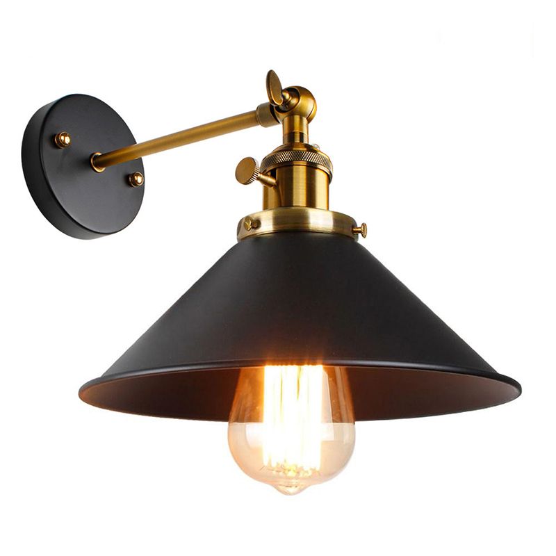 Industrial Wall Sconce Cone Shape Wall Lamp with Metal Shade for Living Room