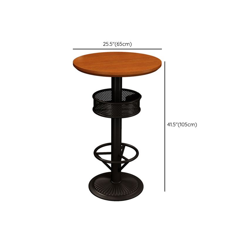 Industrial Brown Wood Bar Table Black and Metal Base Bar Table