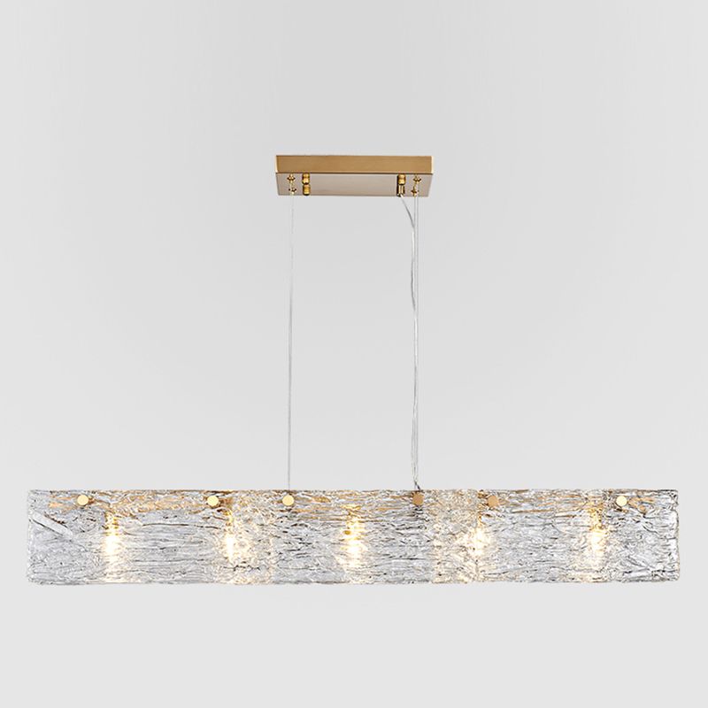 5 Light Island Lighting Modern Style Rectangular Shape Glass Hanging Light Fixtures