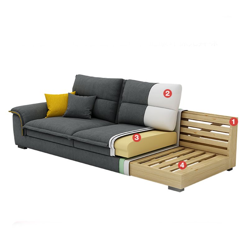 Flared Arm Furniture Sectionals Dark Gray Sofa Sectional with Pillows