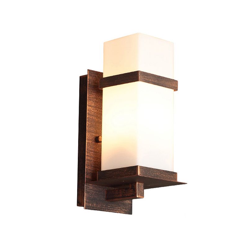 Modern de pared de metal, forma cuboidal de forma Cuboides con sombra de vidrio blanco para el aire libre