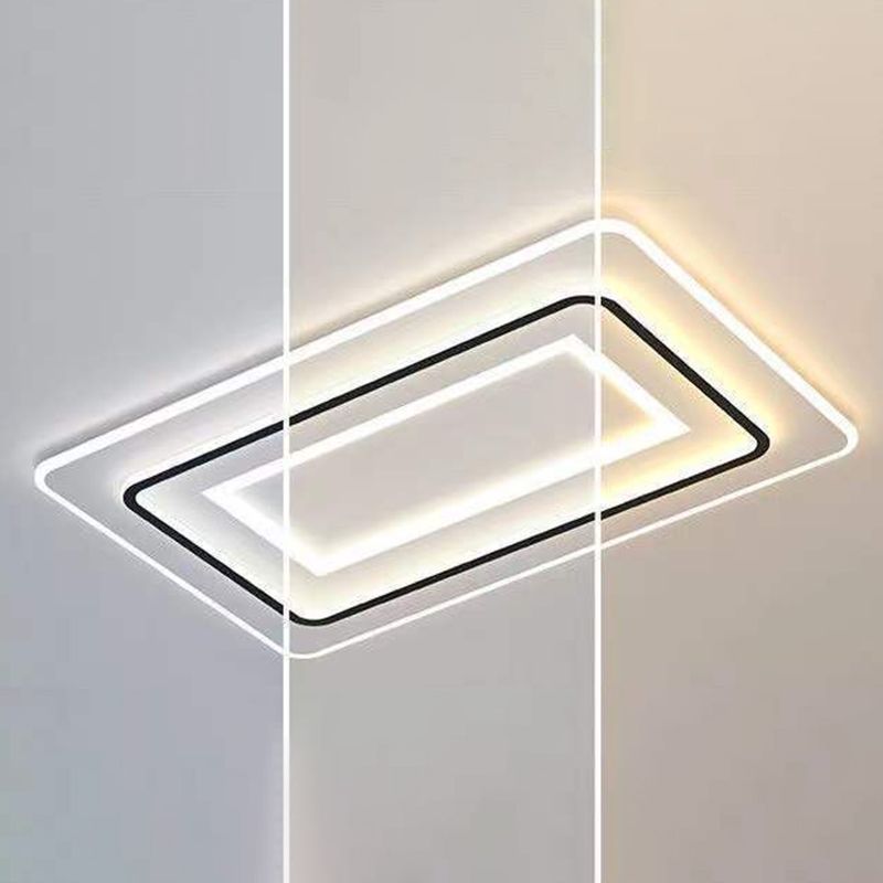 Modern LED Metal Flush Mount Rectangle Shape Ceiling Light with Acrylic Shade for Bedroom