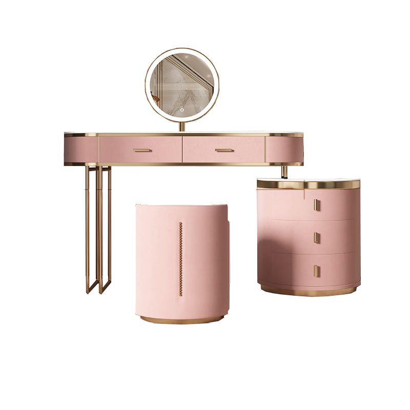 29.52" Height Pink Slate Top Dressing Table with Drawers Make-up Vanity