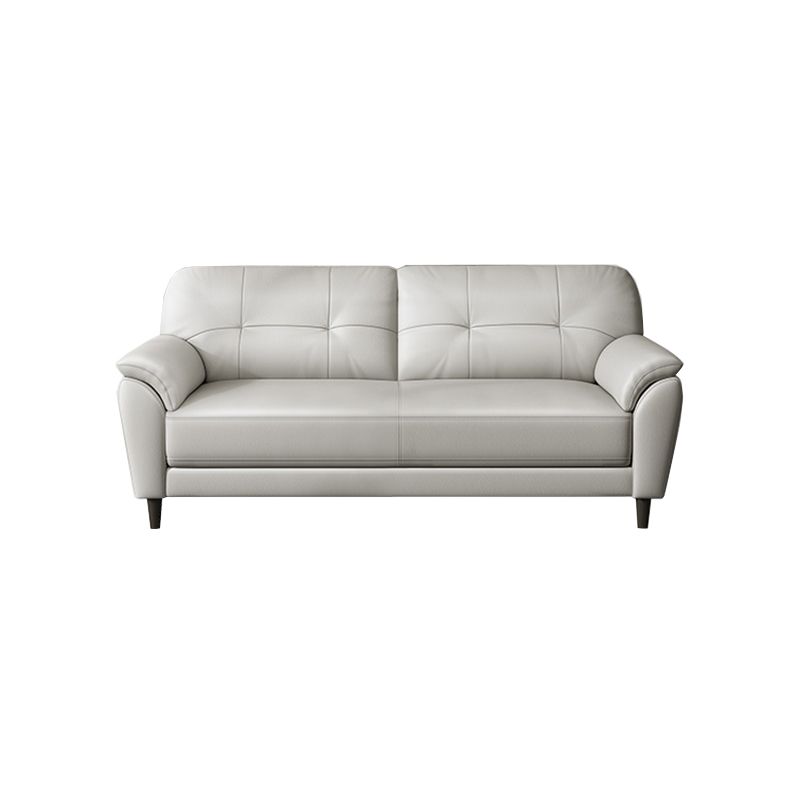 Leather Contemporary Pillow Top Arm Stain Resistant Settee Couch in White