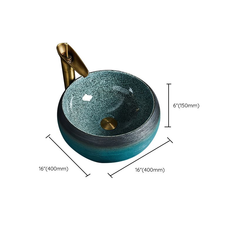 Traditional Vessel Sink Vitreous China Oval with Pop-Up Drain Bathroom Sink