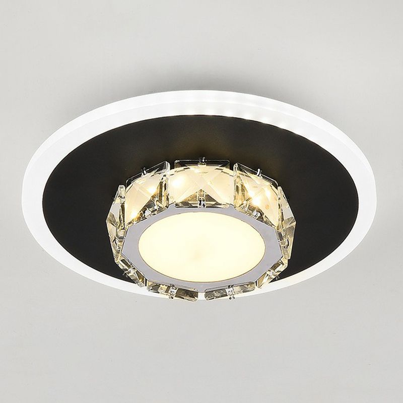 Plafonnier encastré de forme géométrique contemporaine, luminaire LED pour couloir en cristal