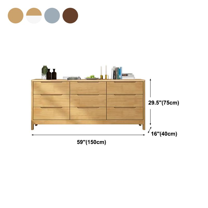 Modern Rubber-wood Solid Wood Side Board Living Room Buffet/Console with Drawers