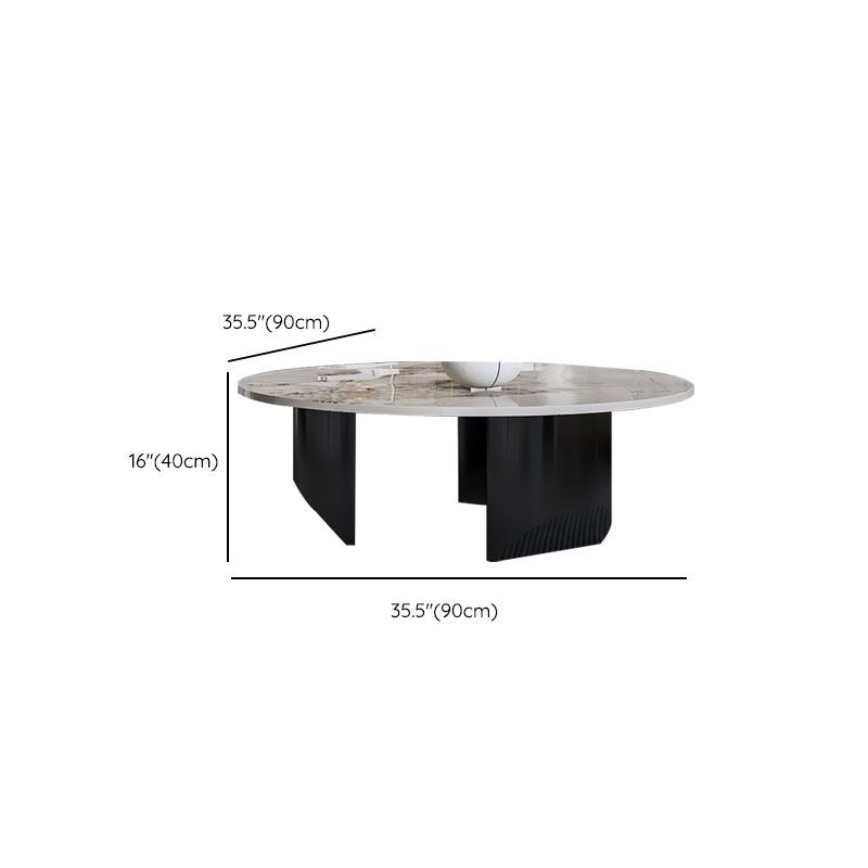 Round Coffee Table in Black Luxurious Stone Top Cocktail Table