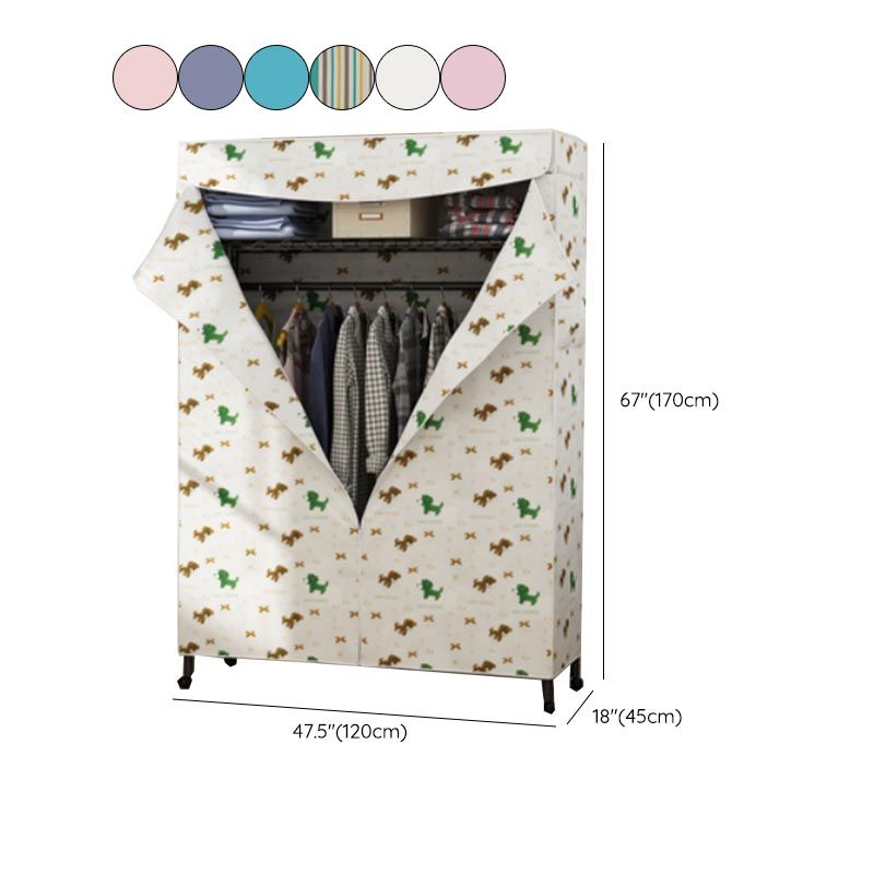 Contemporary Style Steel Wardrobe Adjustable Shelves Wardrobe Closet with Legs