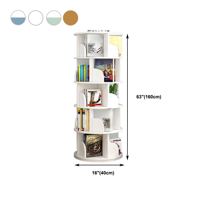 Modern Wooden Rotatable Bookcase Study Room Geometric Bookshelf
