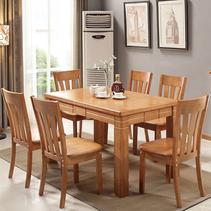 Traditional Wooden Dining Room Set with Rectangle Top and 4 Legs Base Dining Furniture
