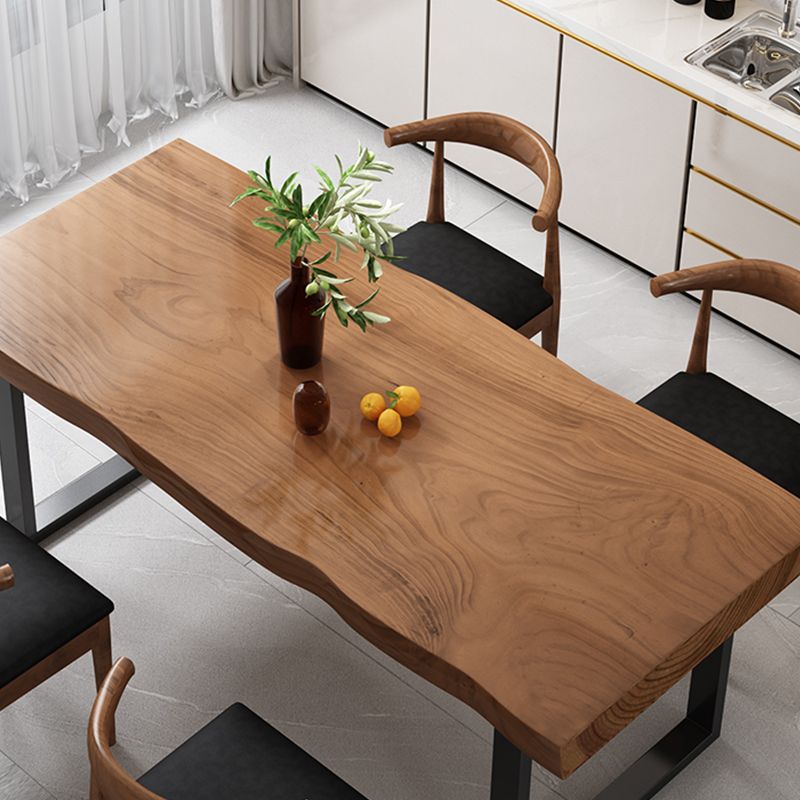 Industrial Solid Wood Dining Table Set 1/4/5/7 Pieces Brown Dinette Set for Home