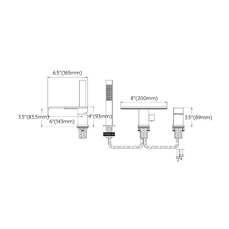 Modern Style Roman Tub Filler Deck-Mount Low Arc Copper Roman Tub Filler