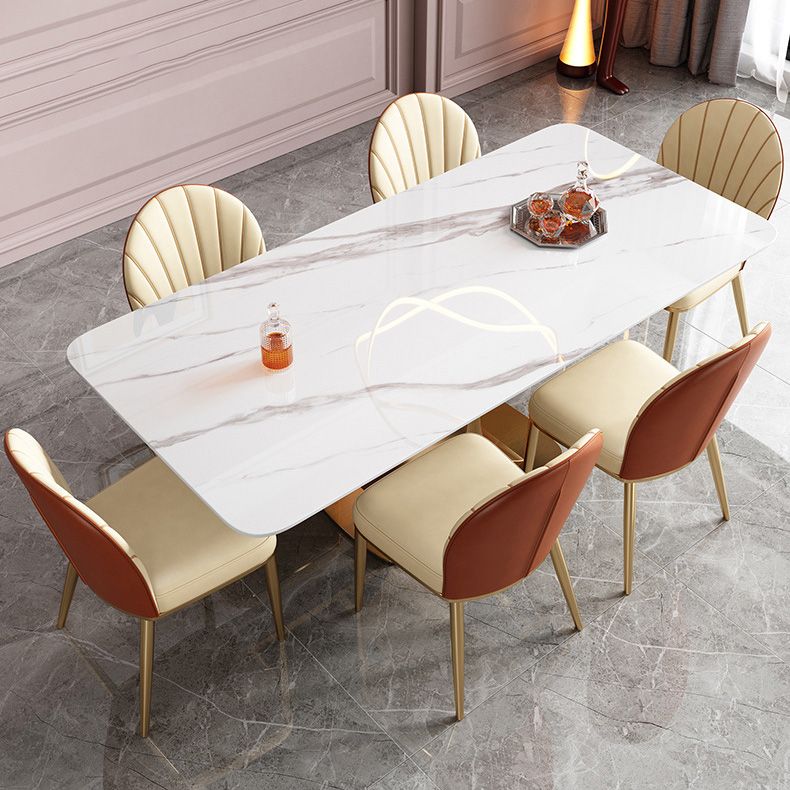 Nordic Sintered Stone Top Dining Set Rectangle 1/3/4/5/7 Pieces Dinette Table Set