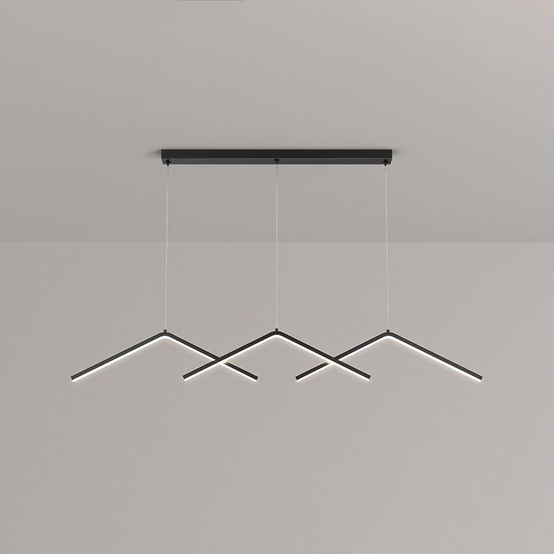 Zeitgenössischer Stil linearer Form Island Leuchten Metall 3 Licht hängende Anhängerleuchten