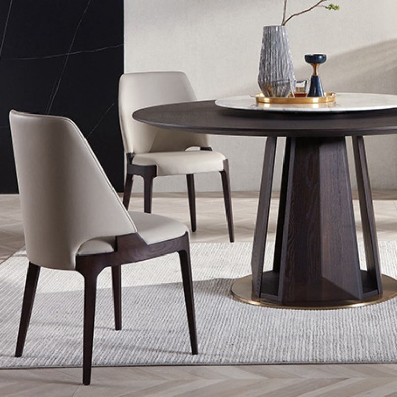 Industrial Upholstered Armless Chair Kitchen Wood Parsons Side Chair