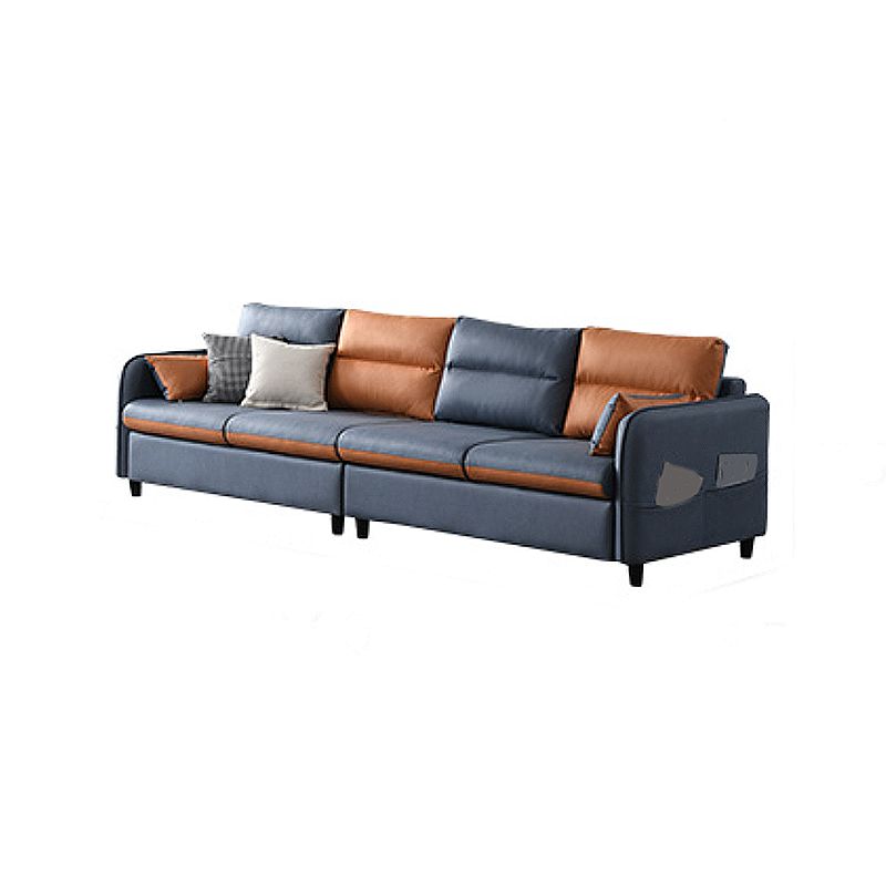 Modern Sewn Pillow Back Sofa 4-Seat Square Arm Couch with Storage