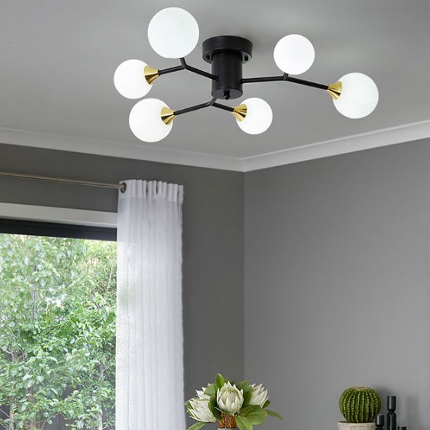 Nordic Modern Minimalist Glass Flush Mount Lamp with Glass Shade for Sitting Room