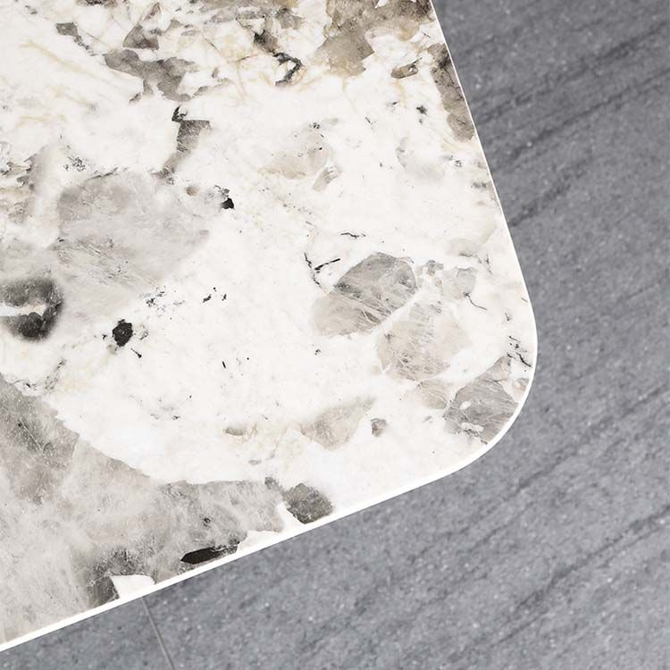 Industrial Dining Sintered Stone Table Dining Rectangle Table with Metal Legs for Kitchen