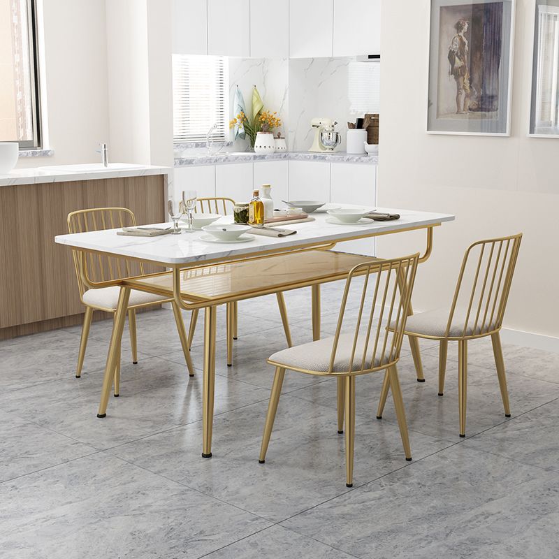 Tavolo da pranzo tradizionale di lusso tavolo da pranzo in marmo rettangolo con base di metallo