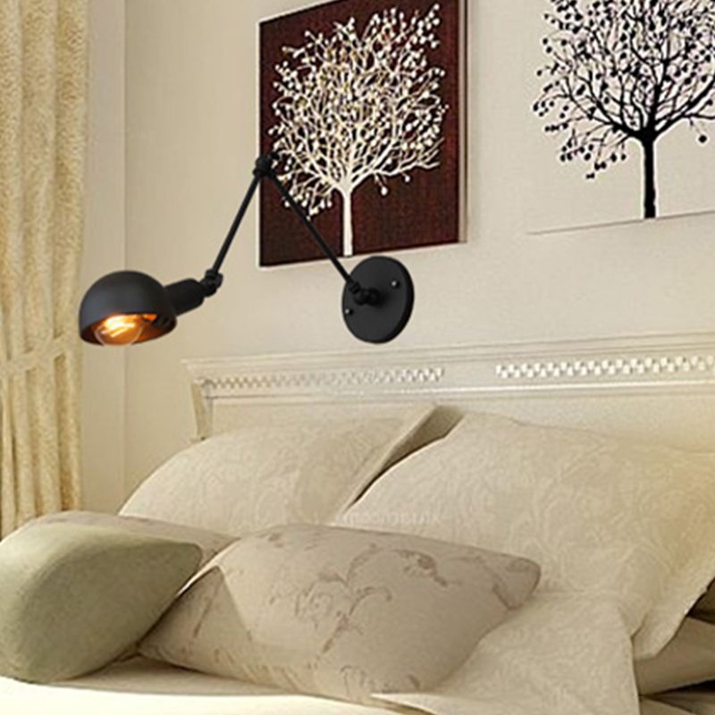 Industrial Style Metal Wall Light Long Arm Black Wall Sconce for Living Room