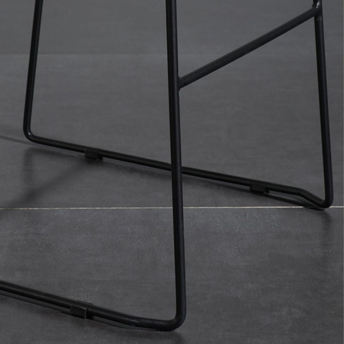 Contemporary Upholstered Armless Bar Stool with Black Metal Base