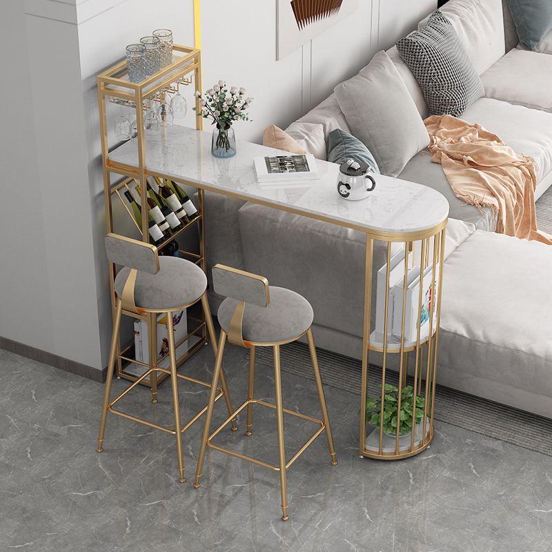 Glam Low Back Dining Stool Armless Bar Stool with Metal Base