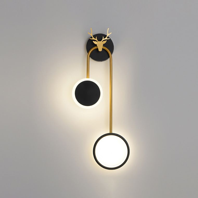 Circle Wall Sconce Lights Lampada da parete moderna Metal 2 Prontoni con pareti leggeri in bianco e nero